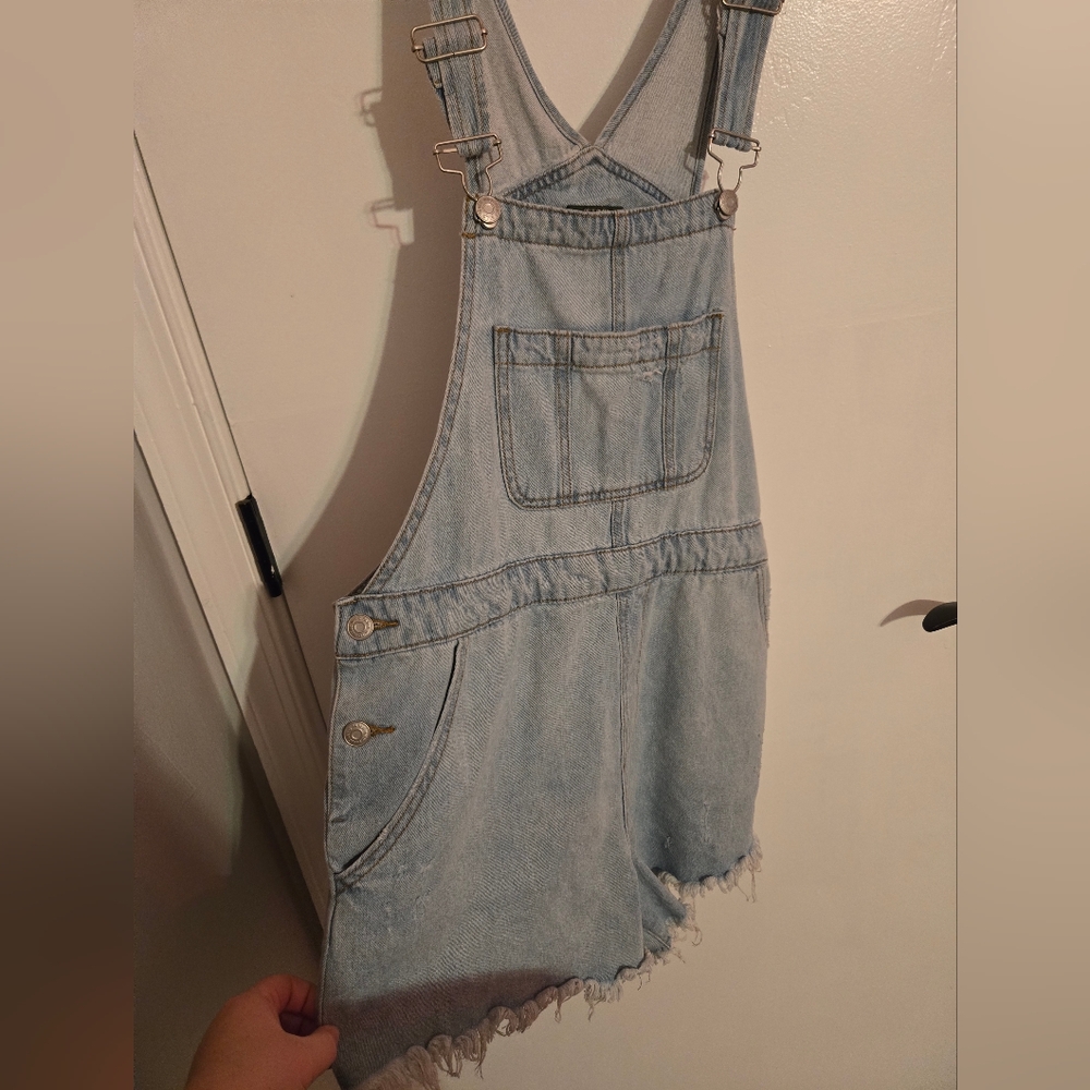 Wild Fable Denim Overall Dress with Frayed Hem Size Large